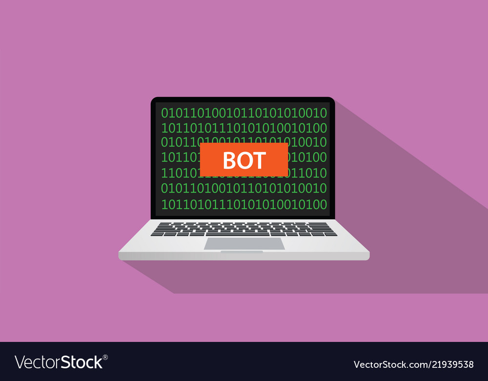 Bot concept with laptop computer and text banner vector image Bot concept with laptop computer and text banner