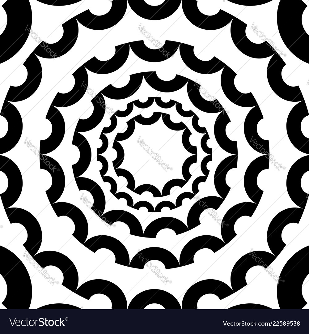 Circular radiating element abstract monochrome vector image Circular radiating element abstract monochrome