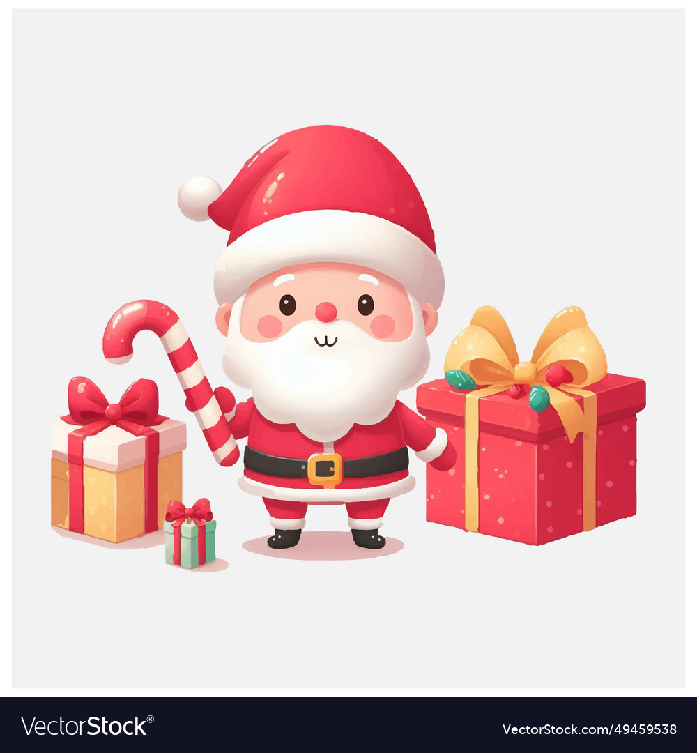 Cute santa with gift box file Royalty Free Vector Image