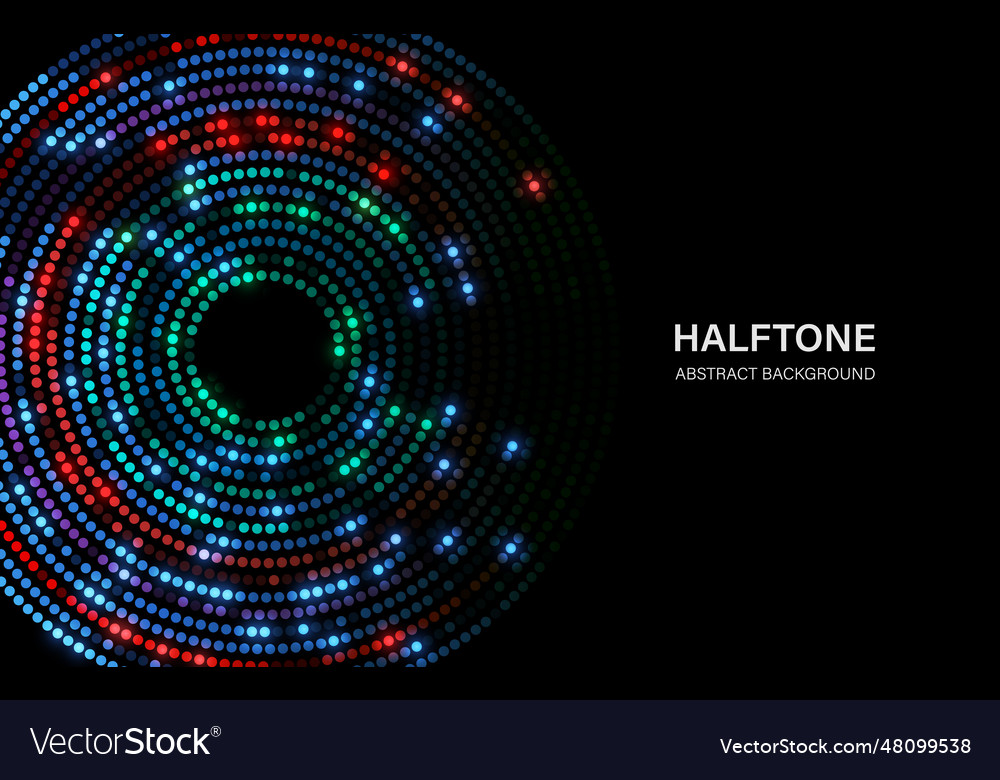 Halftone circle frame with abstract random dots
