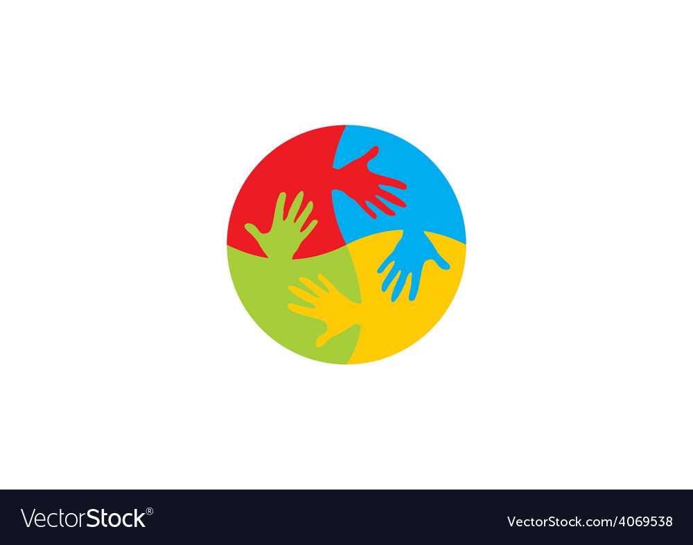 Hand circle colorful logo Royalty Free Vector Image