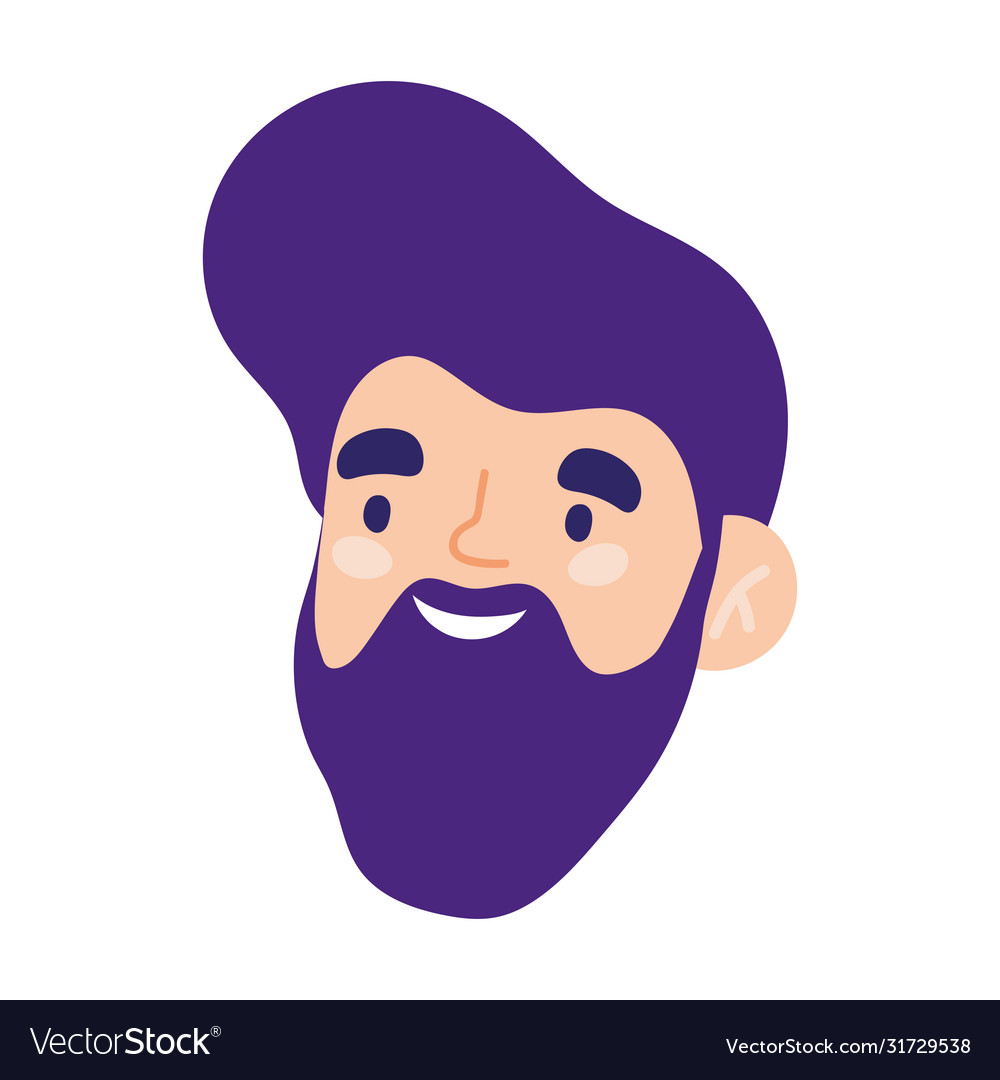 Male face beard character portrait man isolated Vector Image