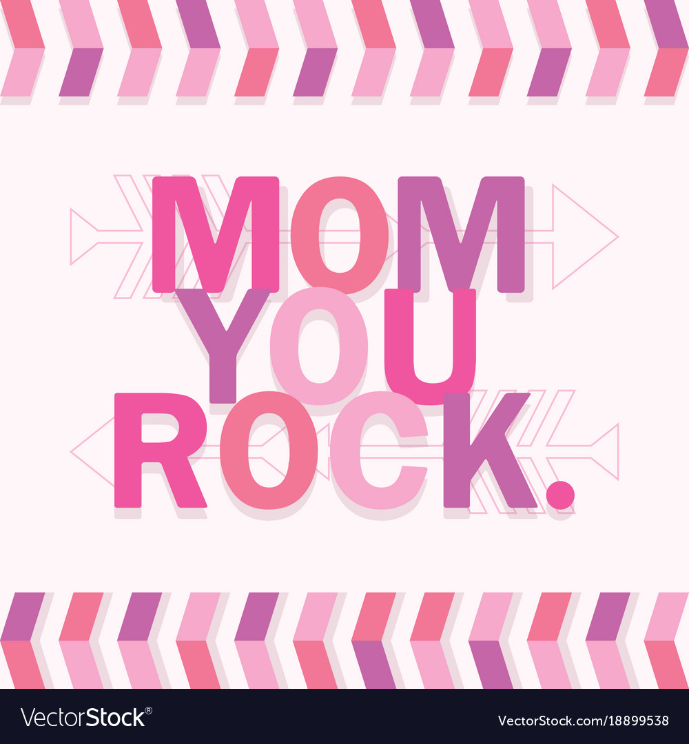 pink-and-purple-mom-you-rock-card-on-white-vector-image