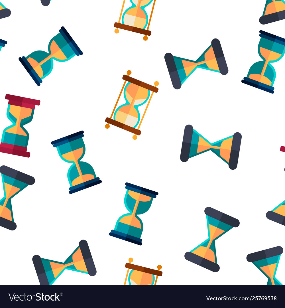 Sandclock icon set seamless pattern