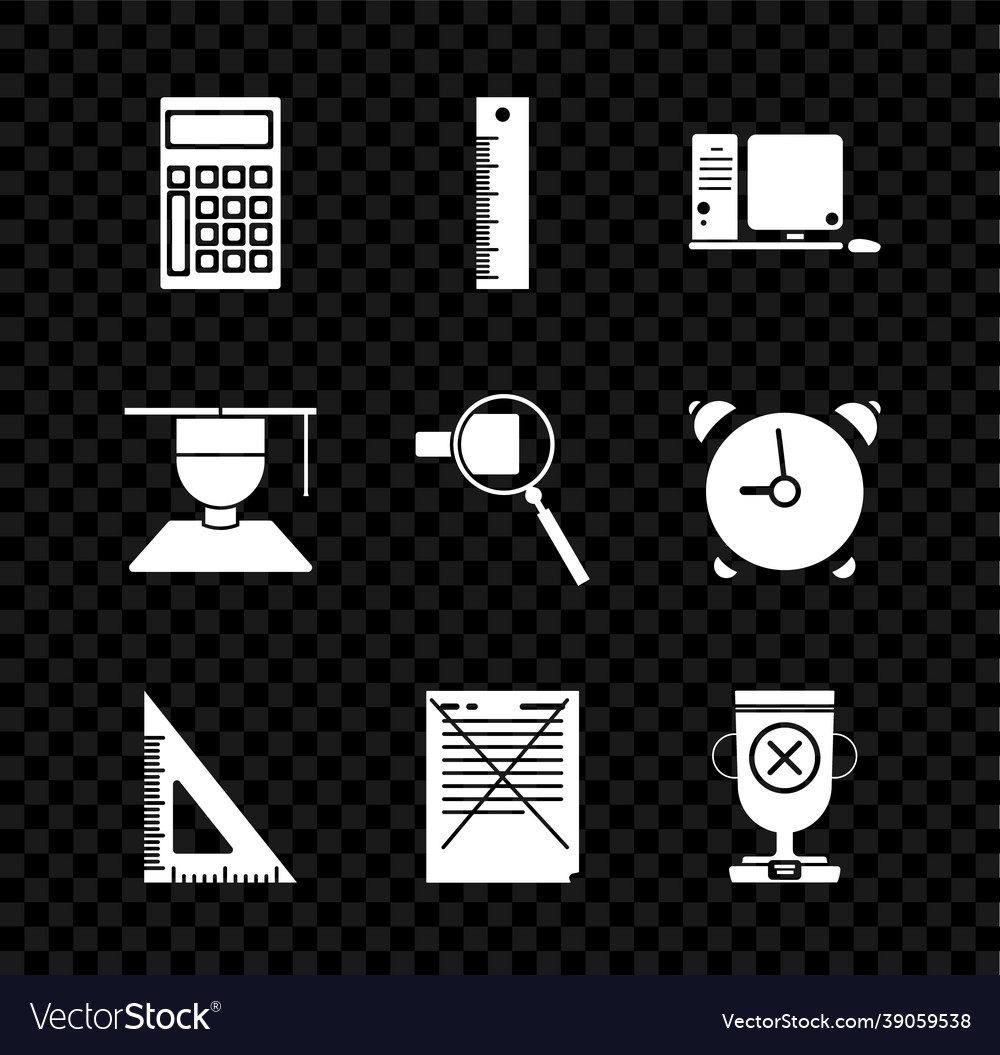 Set calculator ruler computer monitor vector image Set calculator ruler computer monitor