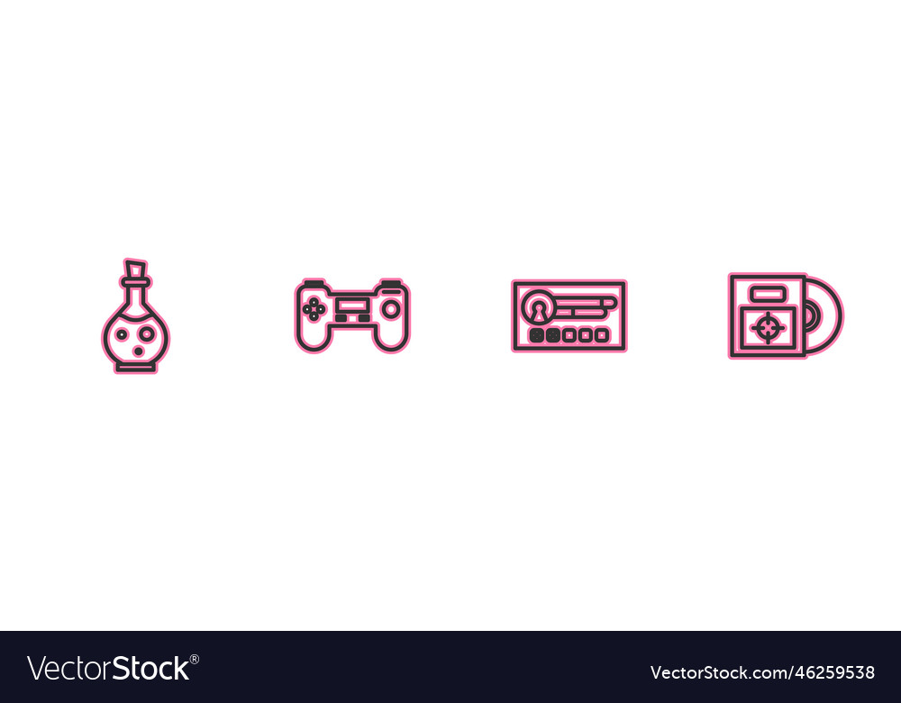 Set line bottle with magic elixir create account Vector Image Set line bottle with magic elixir create account