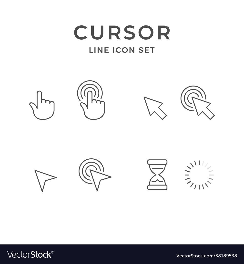 Set line icons cursor click vector image Set line icons cursor click