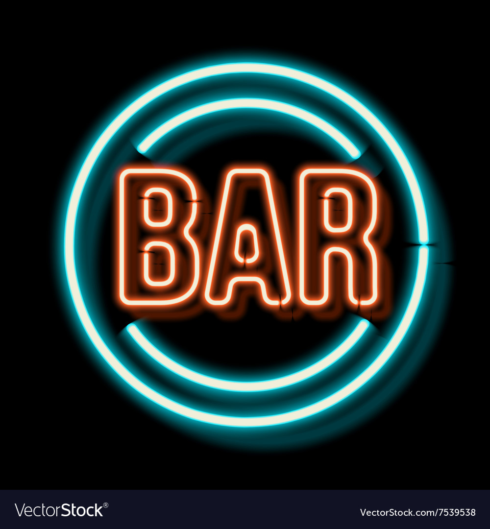 Vintage neon sign with an indication of the bar