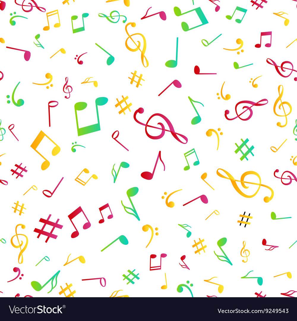 Abstract music colorful notes seamless pattern Vector Image