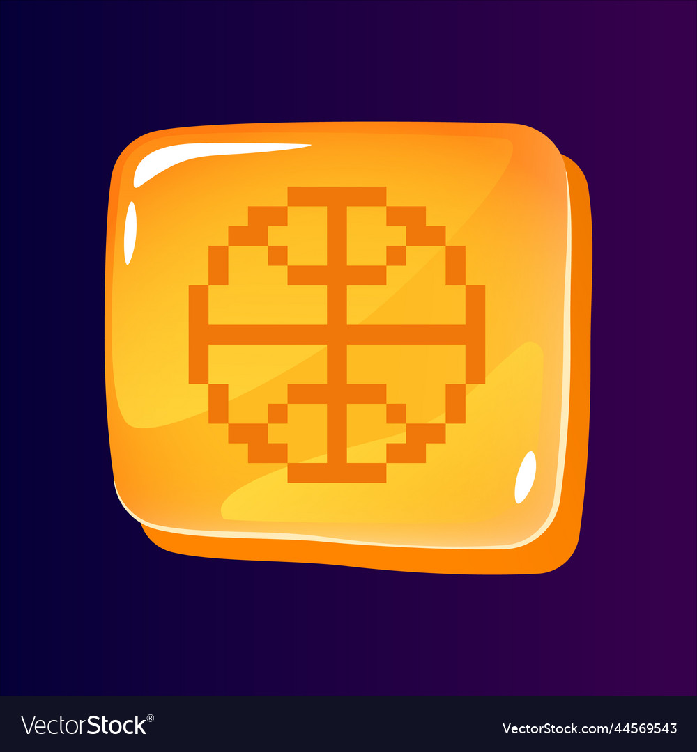 Basketball glossy ui button with pixelated icon