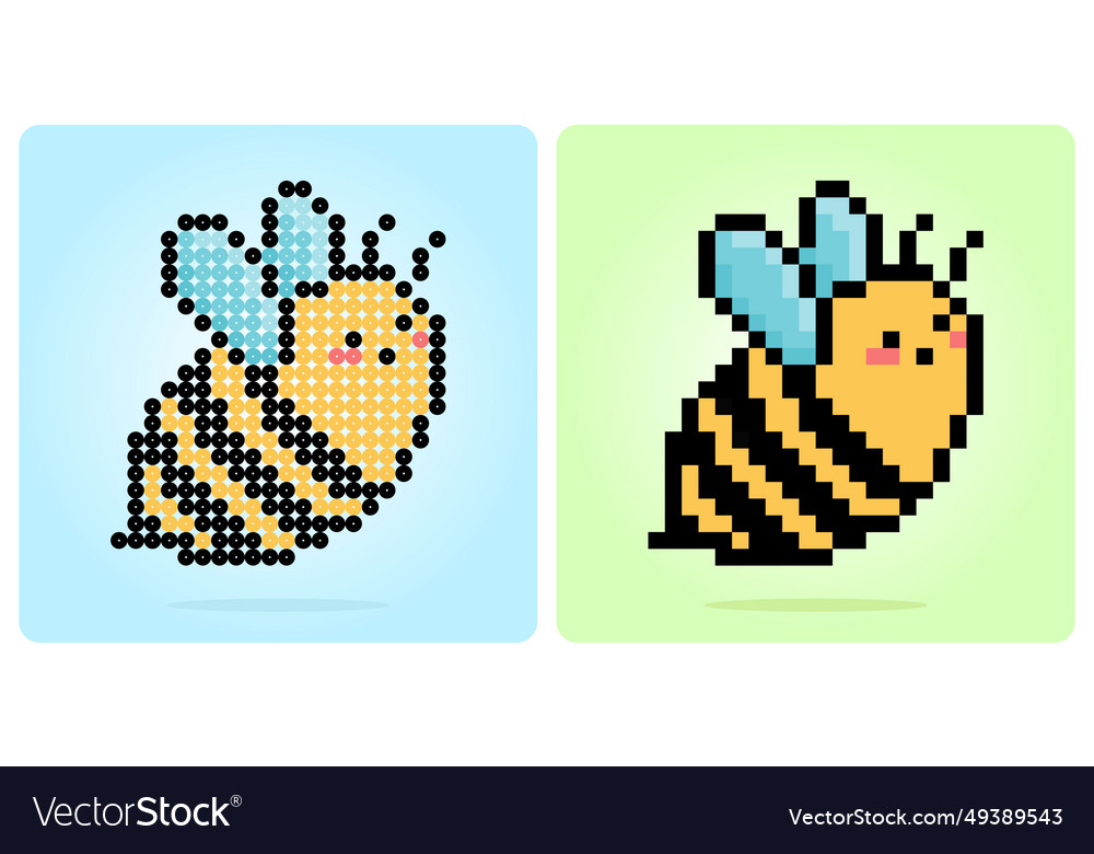 Bee in 8 bit pixel art for beads and game assets