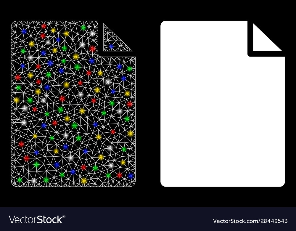 Bright mesh wire frame new file icon with flash vector image Bright mesh wire frame new file icon with flash