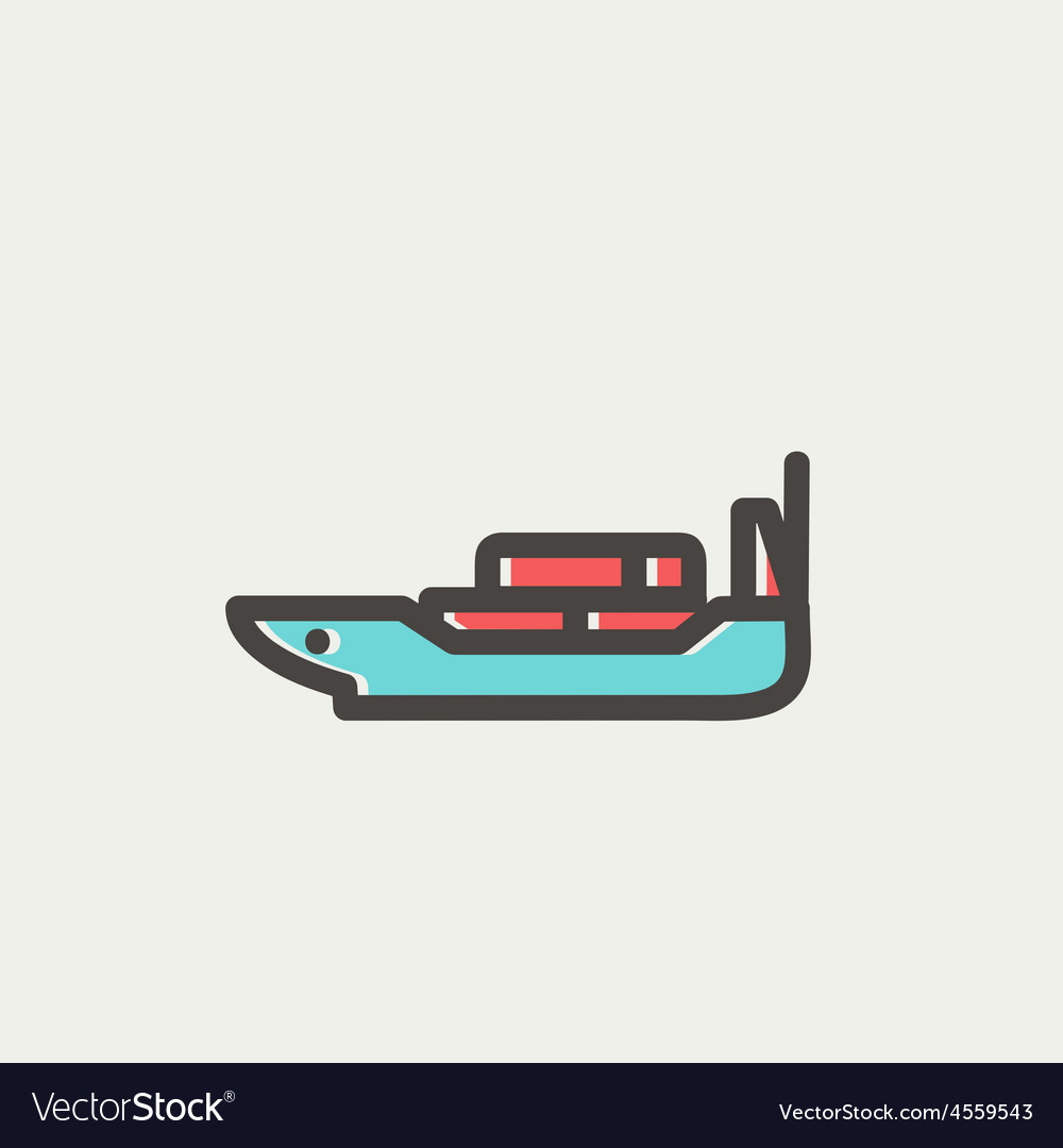 Cargo ship with container thin line icon