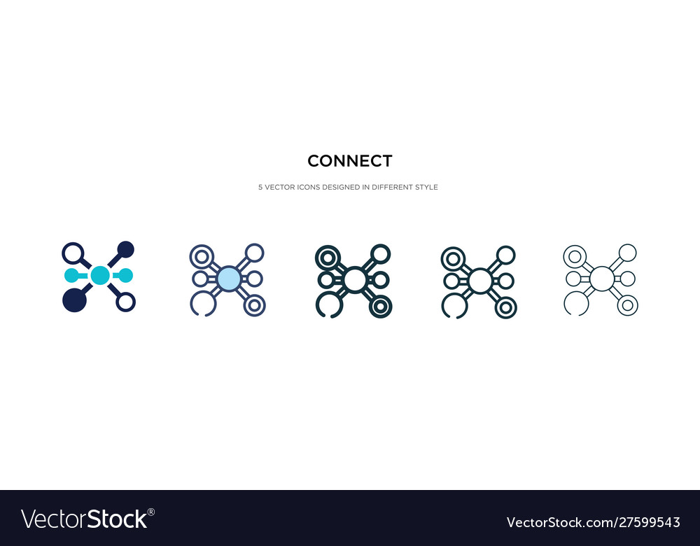 Connect icon in different style two colored Vector Image