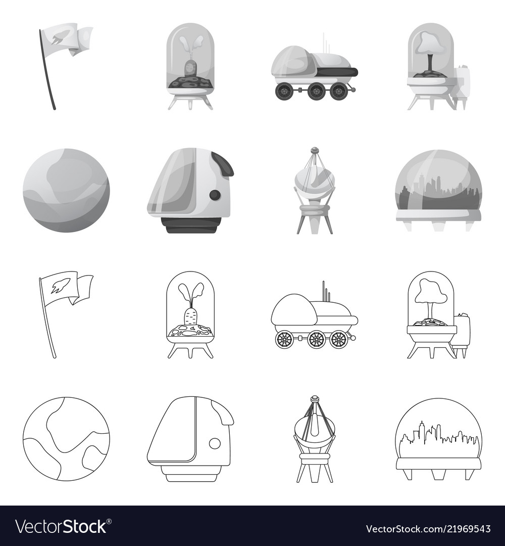 Design of mars and space icon set vector image Design of mars and space icon set