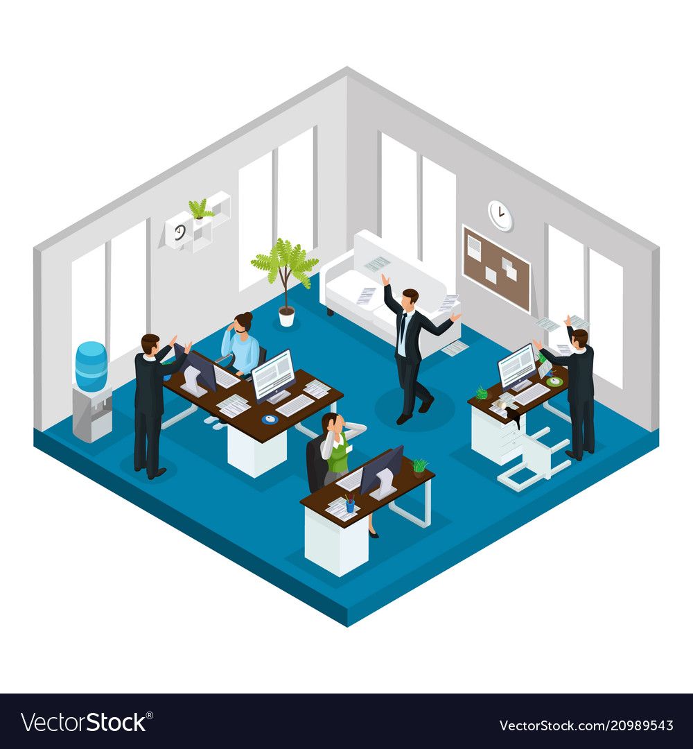 Isometric stress at work concept Royalty Free Vector Image