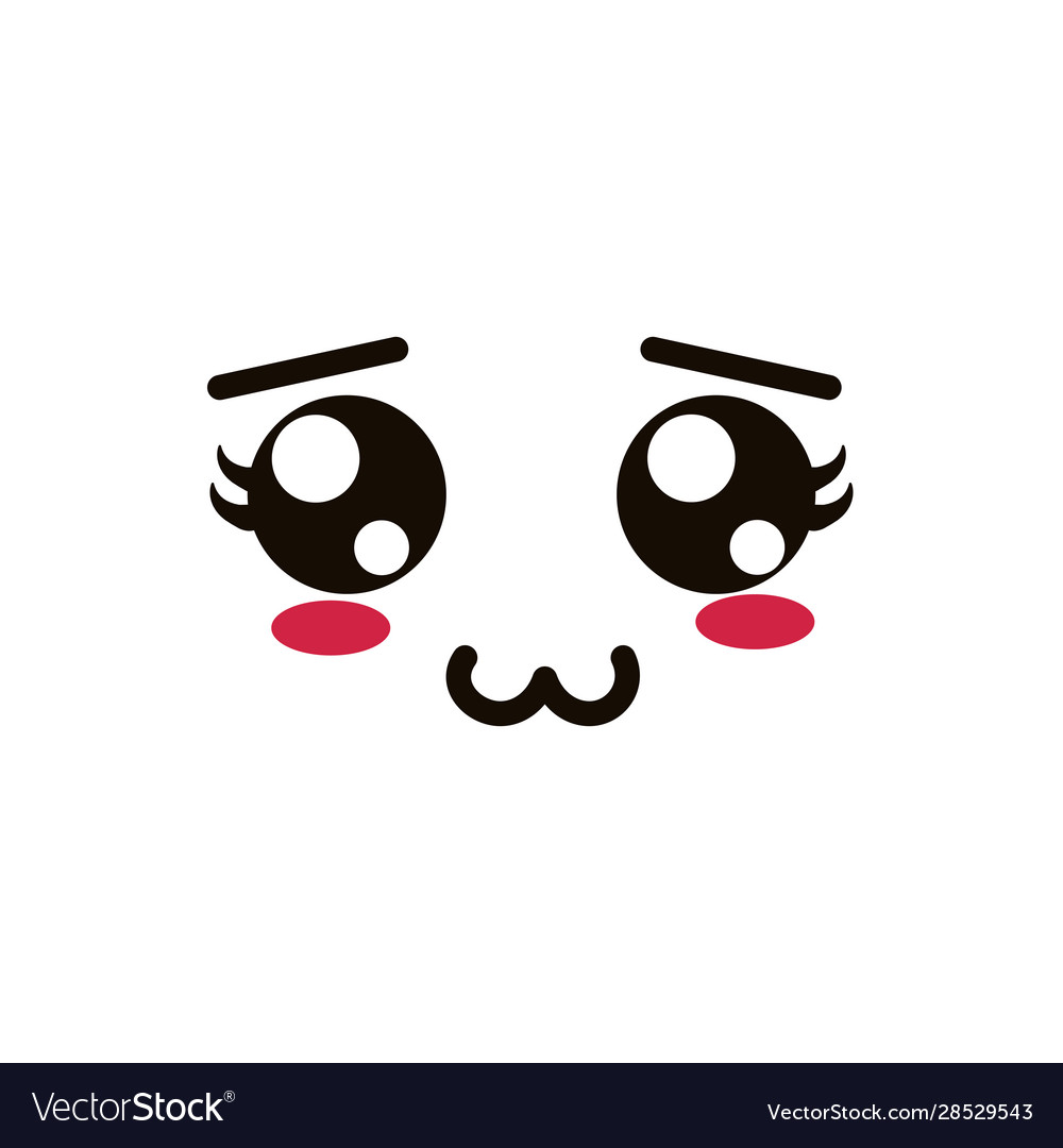 Kawaii cute face expression eyes and mouth pout Vector Image