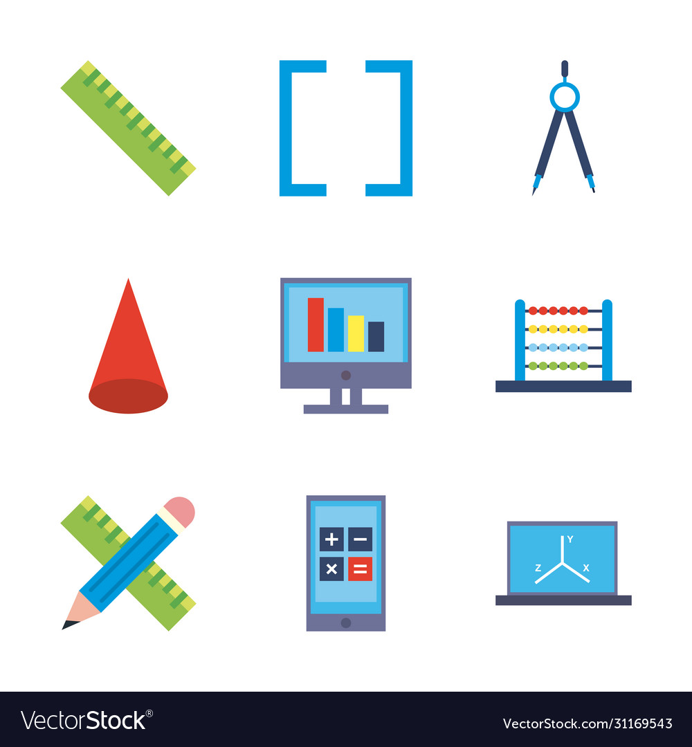 Math flat style icon set design