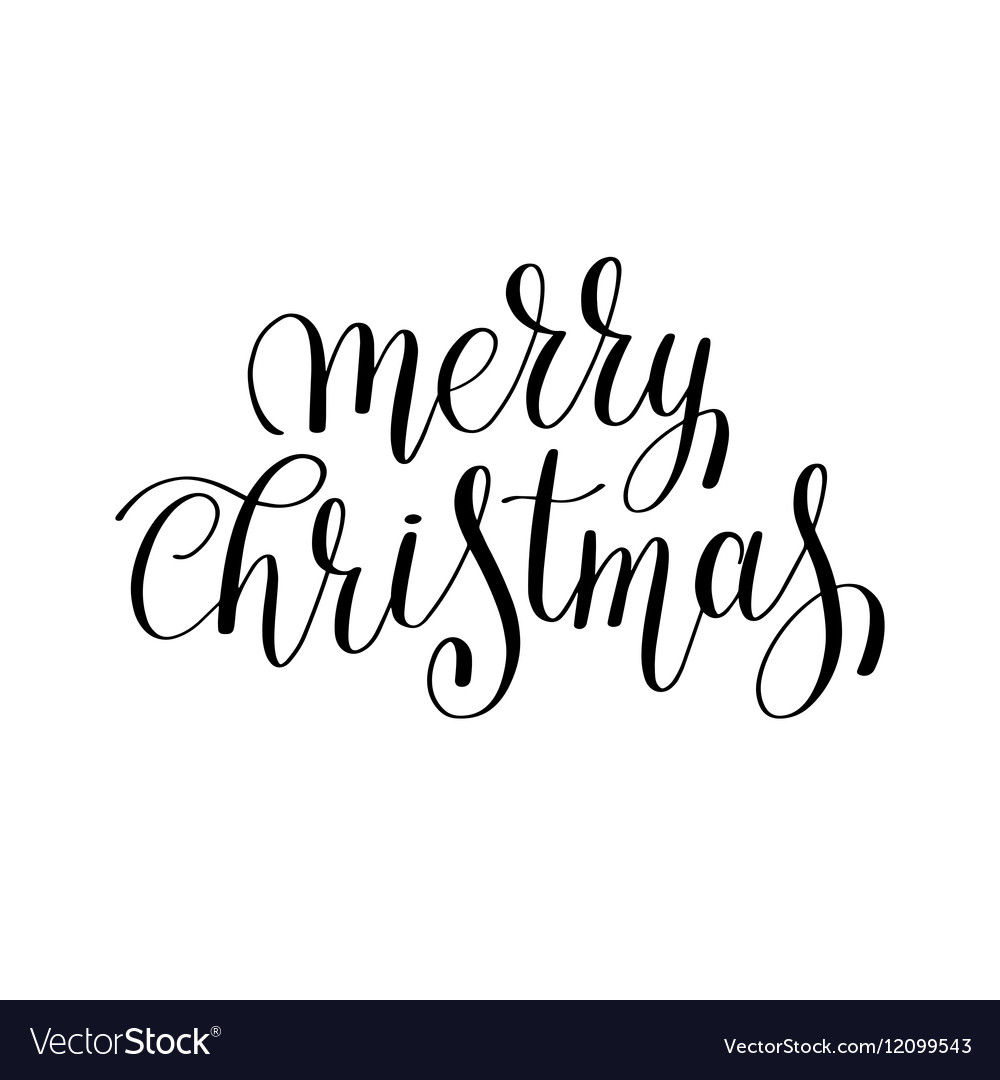 Merry christmas black and white handwritten Vector Image