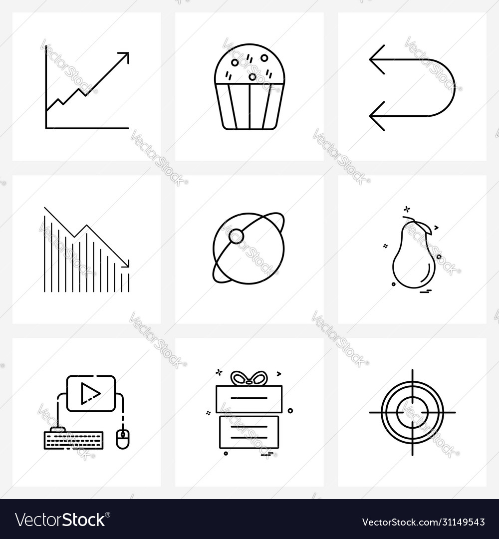 Modern style set 9 line pictograph grid based