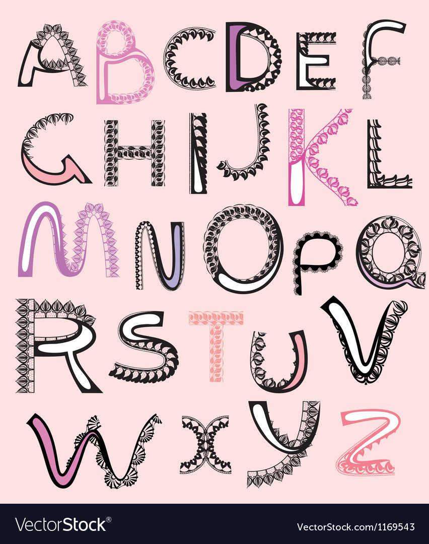 patterned letters alphabet lace royalty free vector image patterned letter