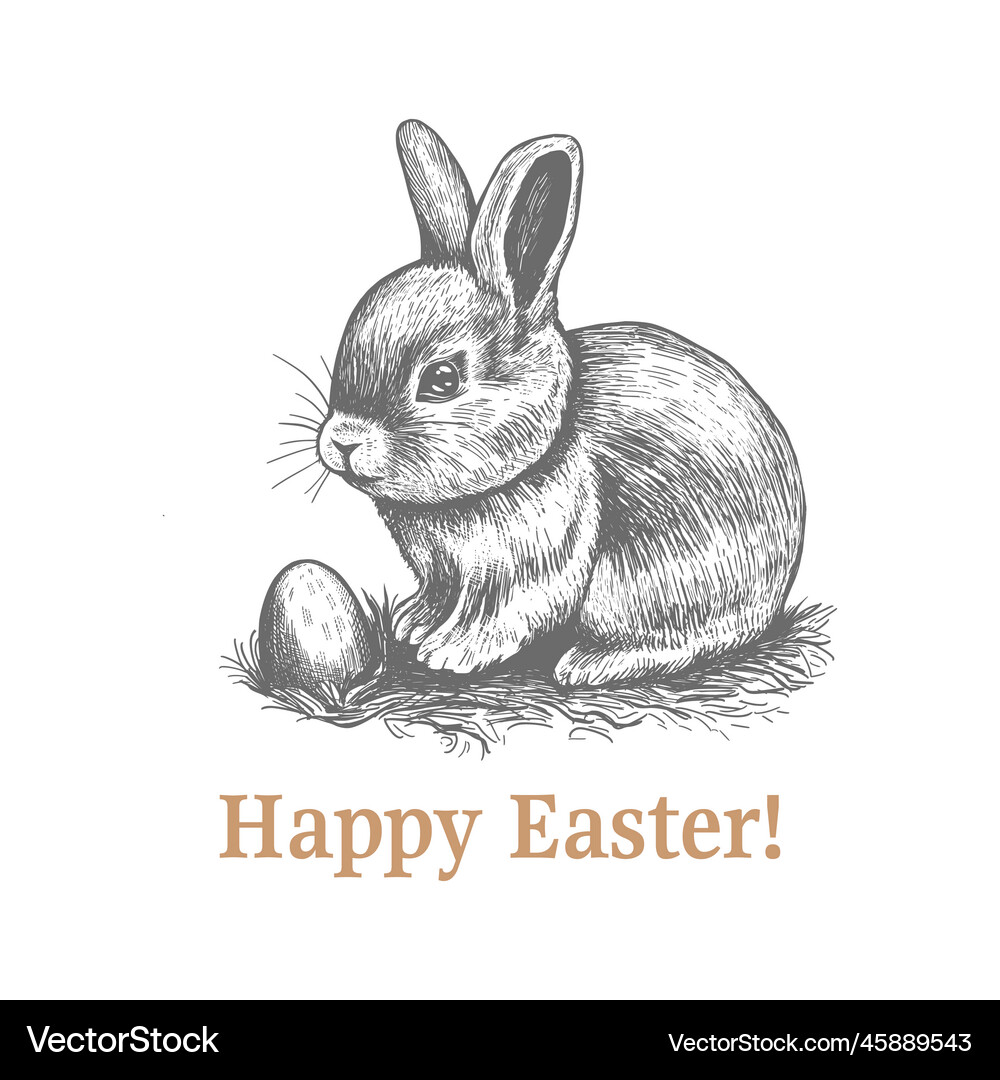 Rabbit and egg happy easter Royalty Free Vector Image