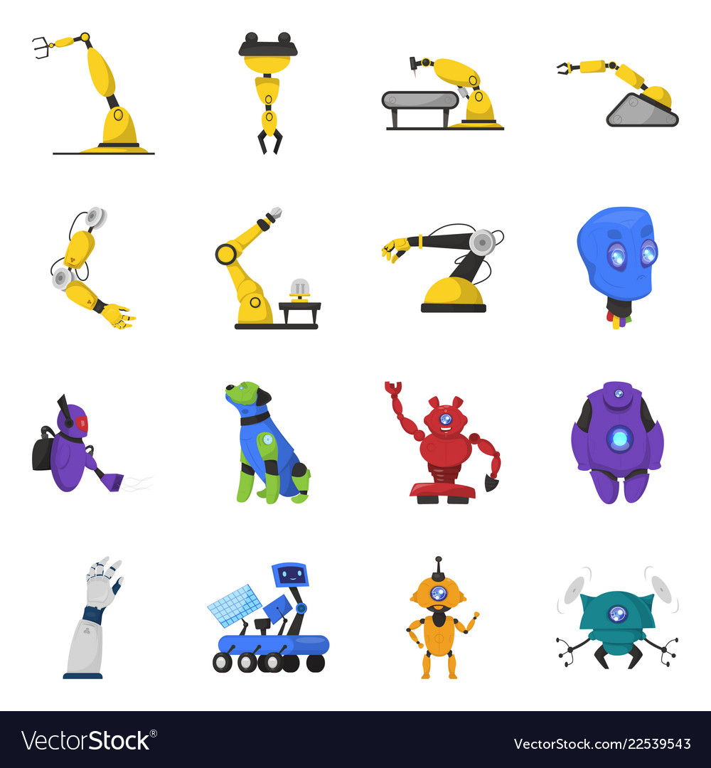 Robot and factory symbol vector image Robot and factory symbol