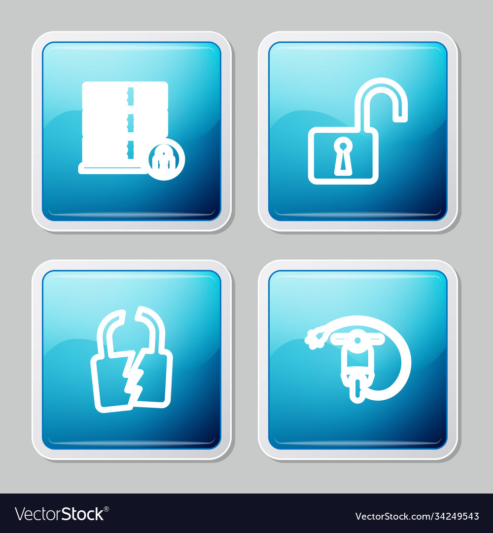 Set line server security with lock open padlock vector image Set line server security with lock open padlock