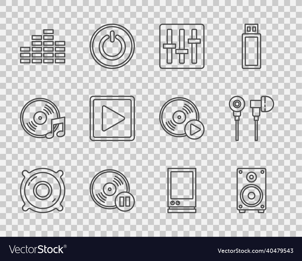 Set line stereo speaker sound mixer controller Vector Image