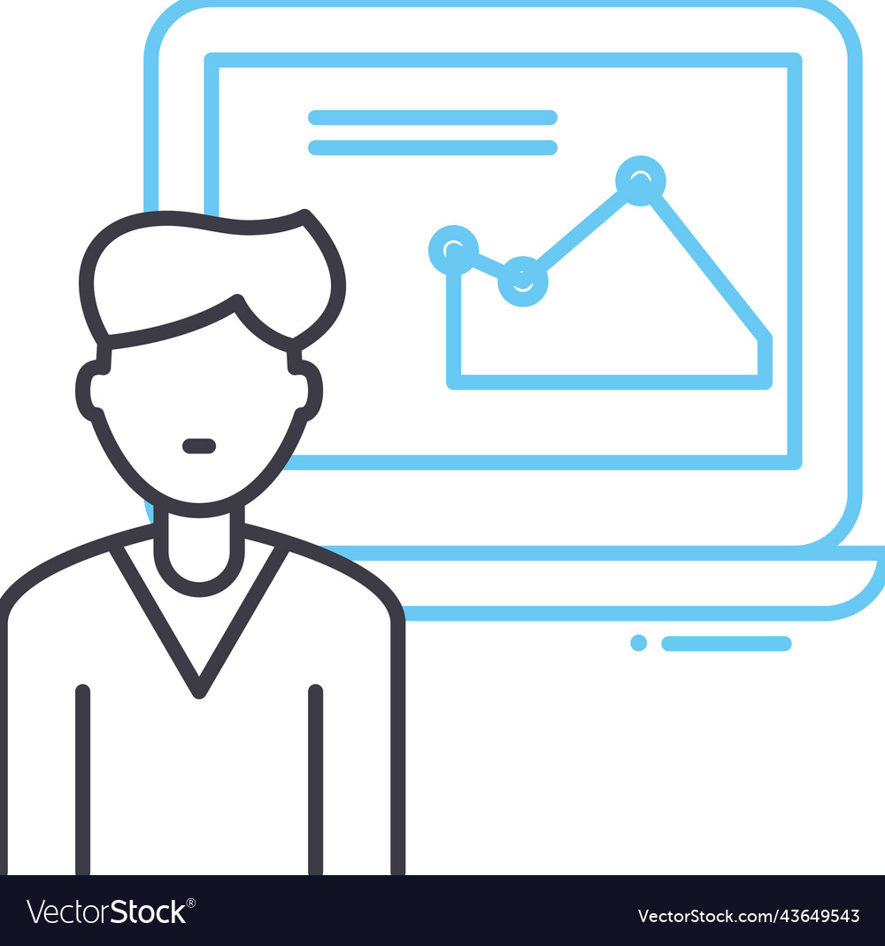User analysis line icon outline symbol vector image User analysis line icon outline symbol