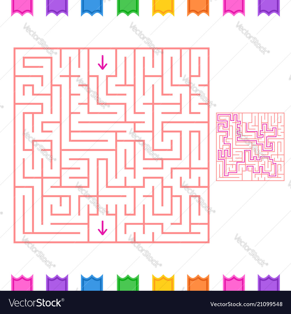 Abstract square isolated labyrinth red color vector image Abstract square isolated labyrinth red color