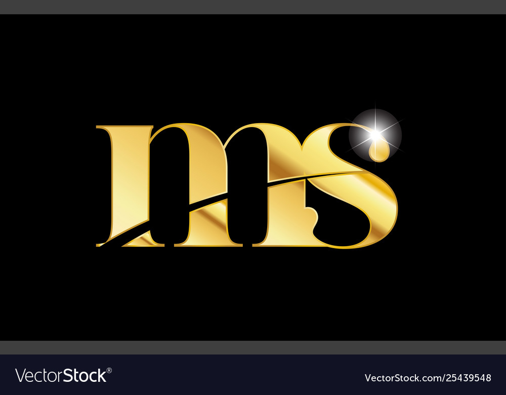 Alphabet letter ms m s gold golden metal metallic