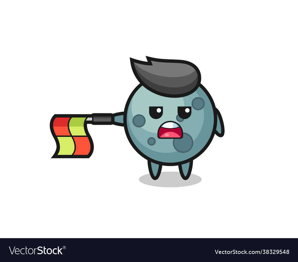 Asteroid character as line judge hold flag vector image Asteroid character as line judge hold flag