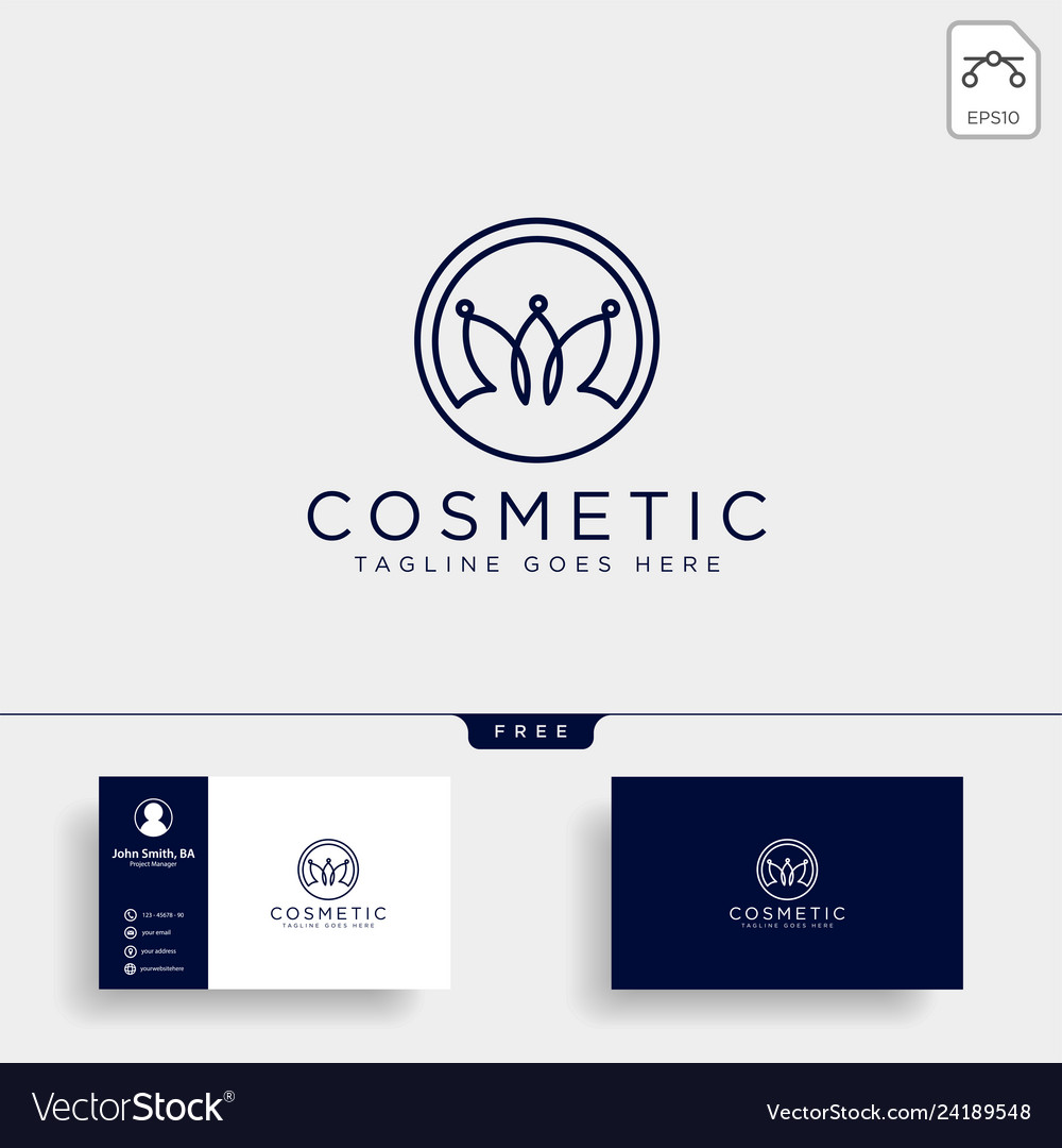 Beauty cosmetic line art logo template icon