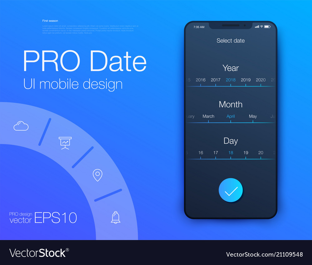 Date application ui design concept Royalty Free Vector Image