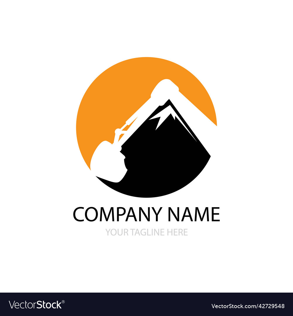 Excavator and mountain logo free Royalty Free Vector Image