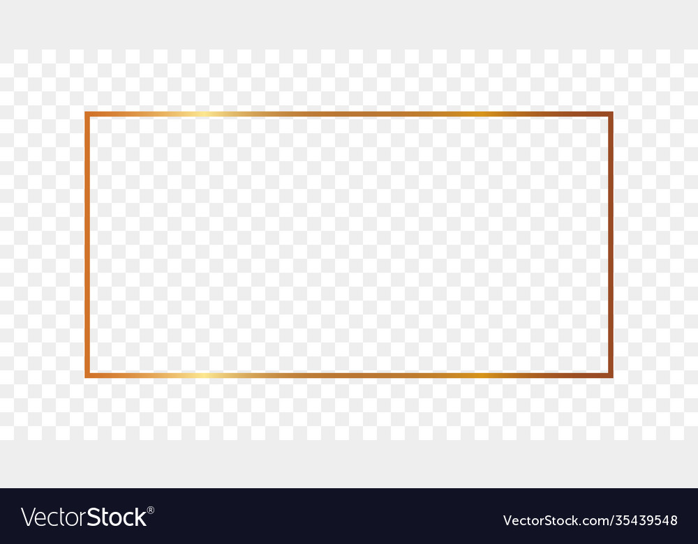 Gold glowing rectangular shape frame Royalty Free Vector