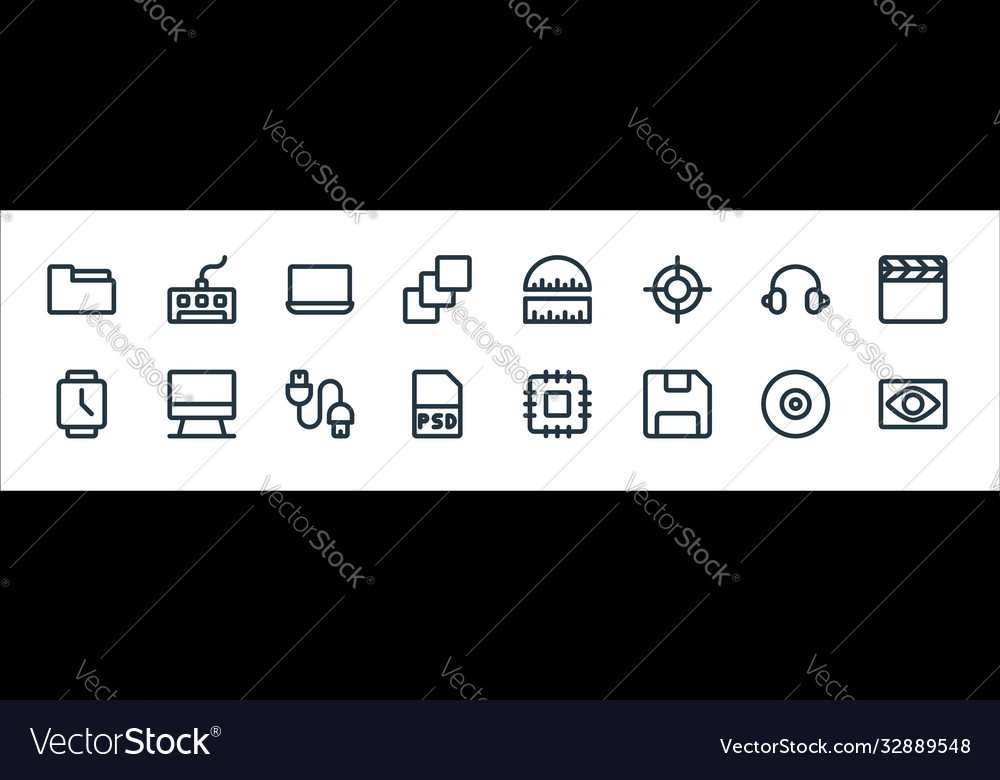 Graphic design line icons linear set quality vector image Graphic design line icons linear set quality