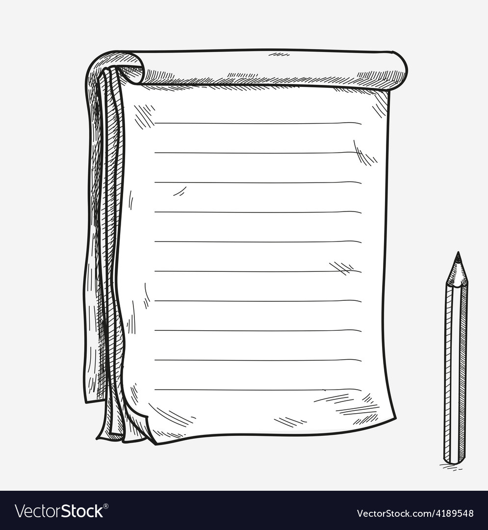 Hand Drawn Doodle Sketch Open Notebook Clear Page Vector Image