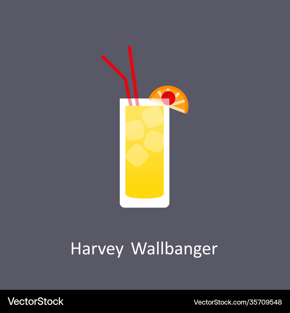 Harvey wallbanger cocktail icon on dark Royalty Free Vector