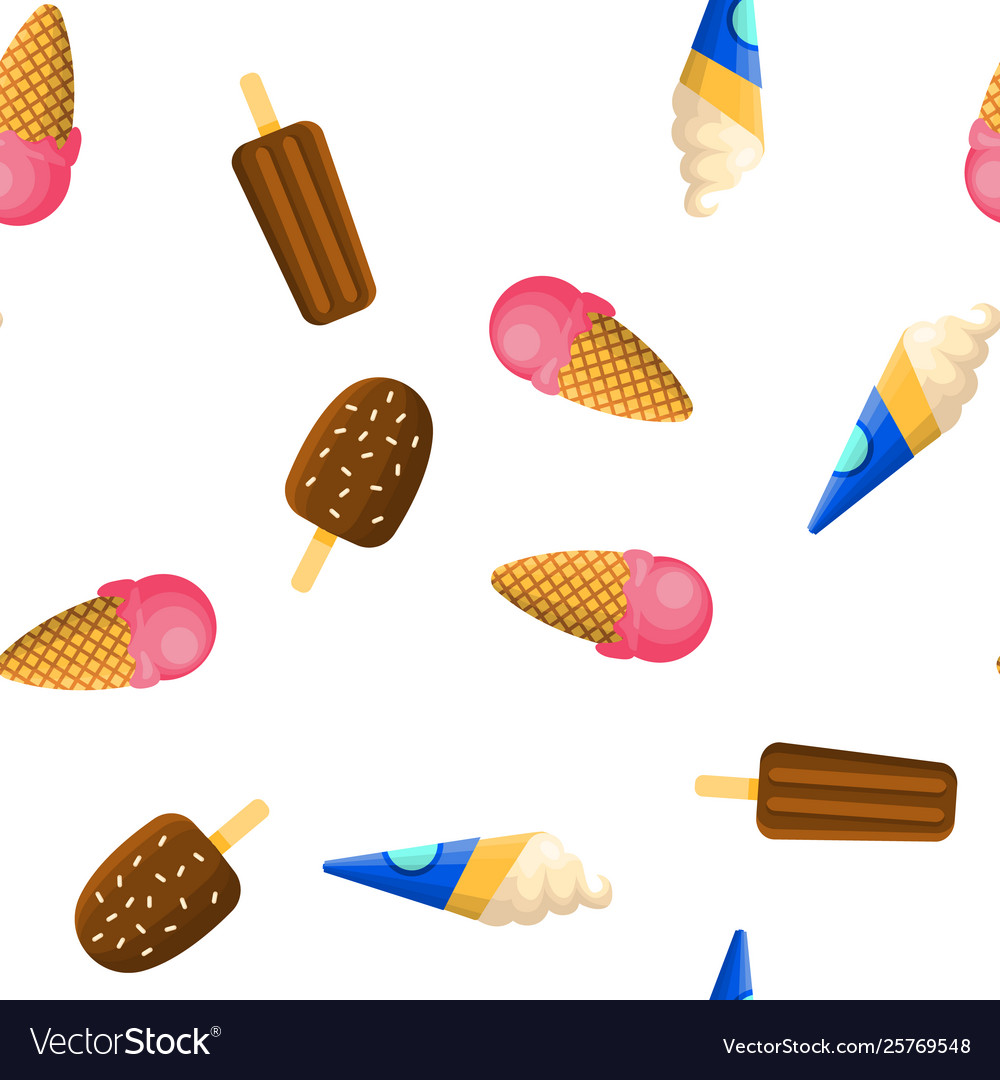 Ice cream icon set seamless pattern