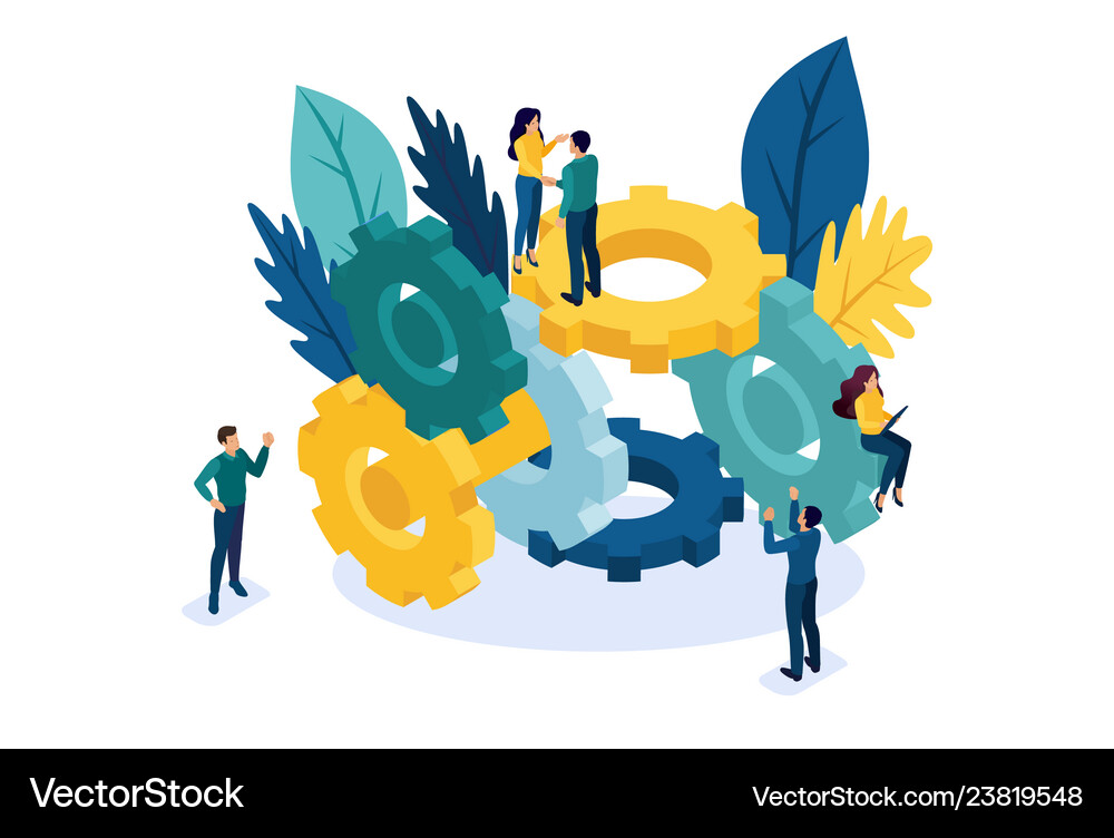 Isometric brainstorming team collaborationn Vector Image