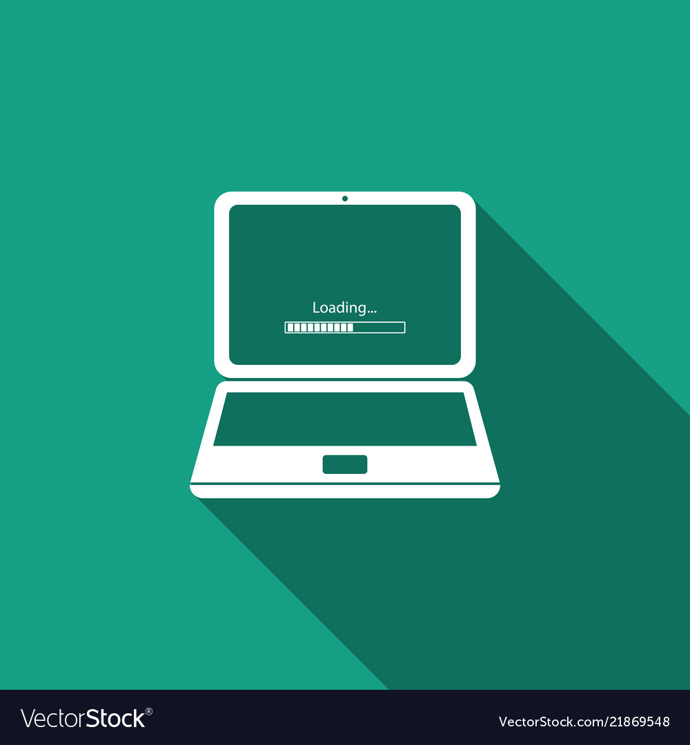 Laptop update process with loading bar icon vector image Laptop update process with loading bar icon