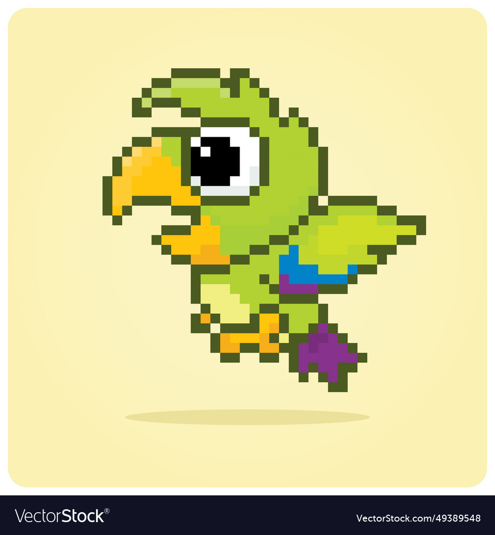 Parrots in 8 bit pixel art for beads and games