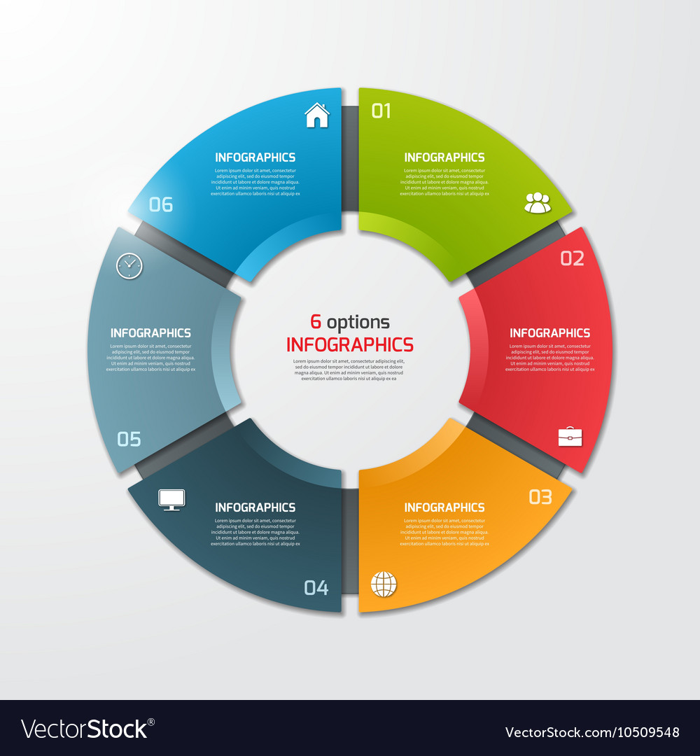 Pie chart infographic template 6 options Vector Image