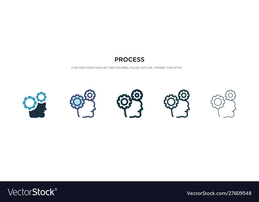 Process icon in different style two colored