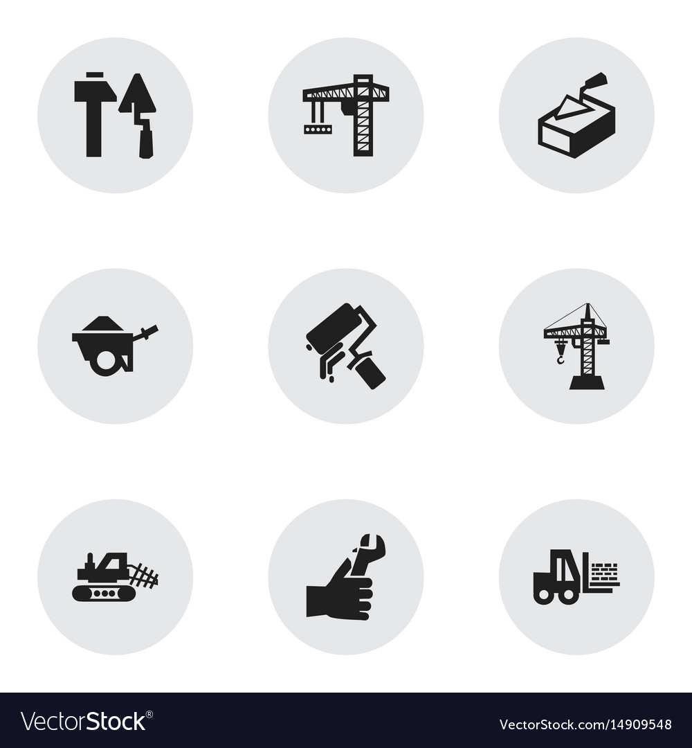 Set of 9 editable construction icons includes