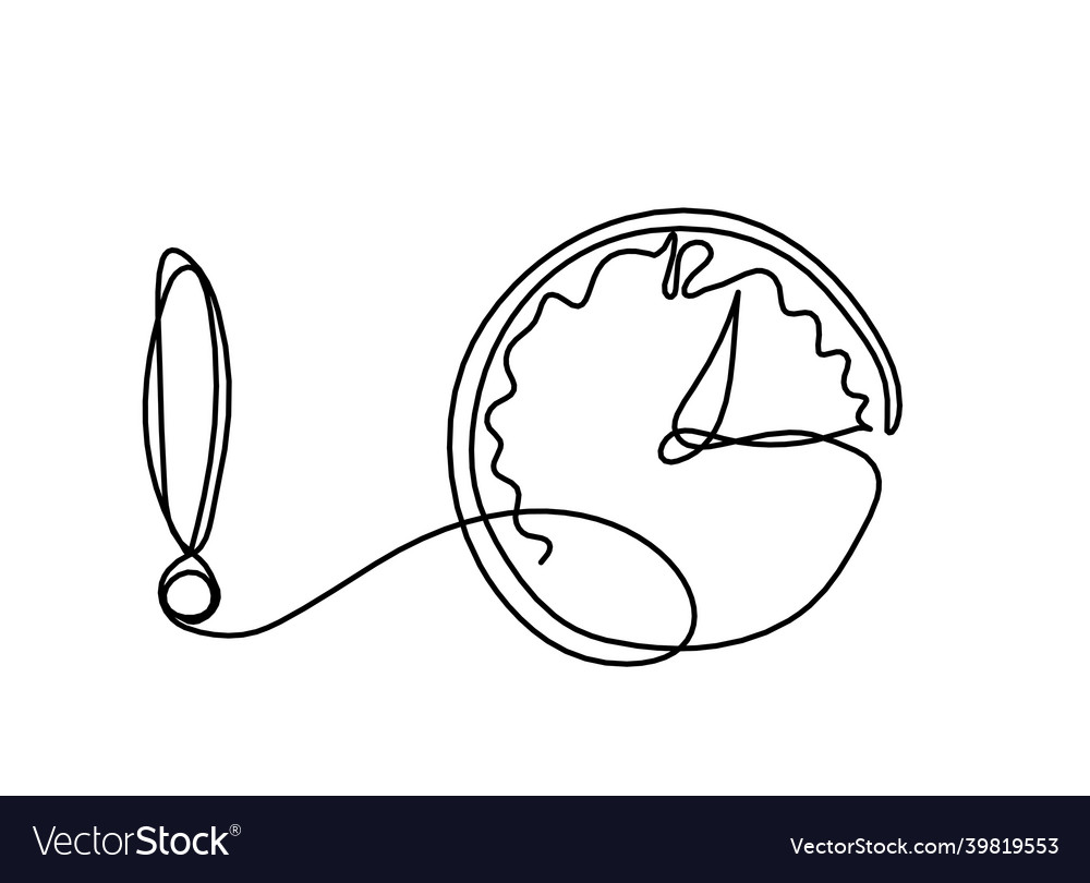 Abstract clock with exclamation mark as line