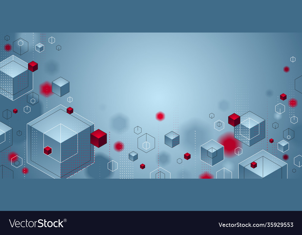 Abstract design with cluster 3d cubes red vector image Abstract design with cluster 3d cubes red