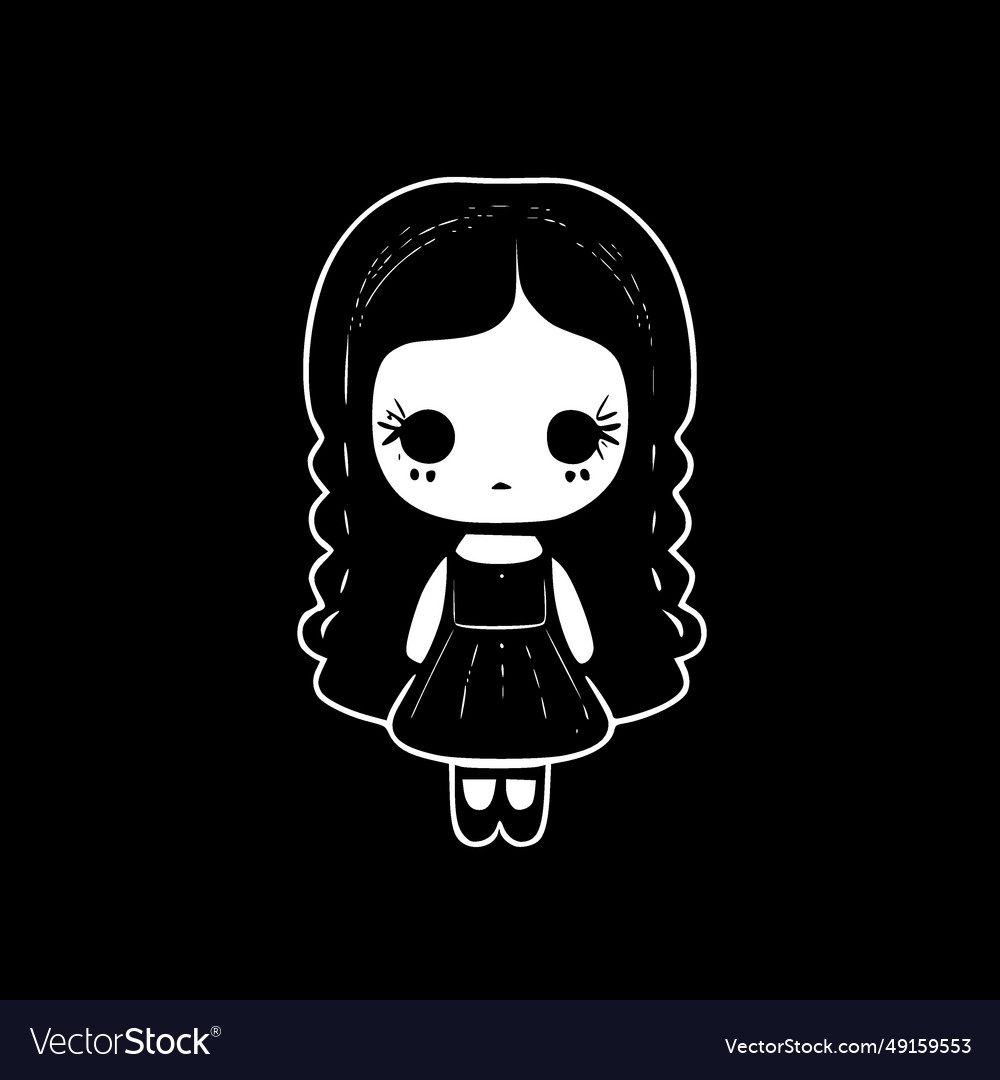 Doll - black and white Royalty Free Vector Image